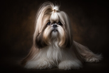 Captivating Lhasa Apso Dog Image on Dark Background: Perfect for Your Home Decor