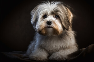 Captivating Lhasa Apso Dog Image on Dark Background: Perfect for Your Home Decor