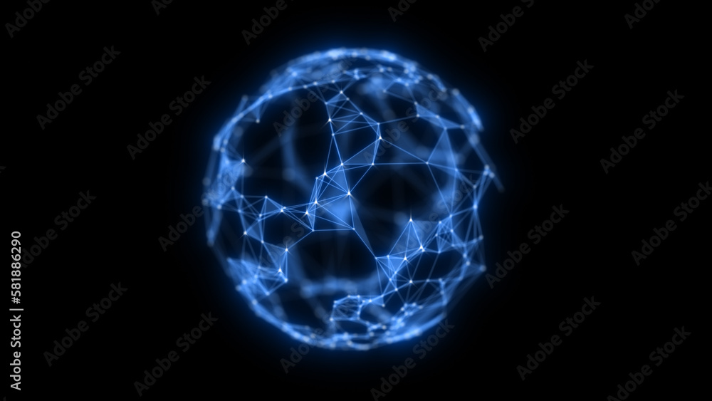 Wall mural abstract technology sphere background from lines and dots. space geometrical backdrop