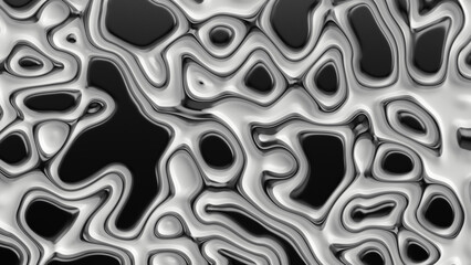 Smooth fractal noise striped elements on the surface. Bright, black and white background.
