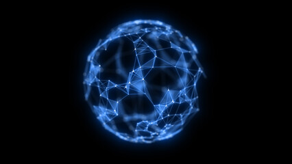 Abstract technology sphere background from lines and dots. Space geometrical backdrop