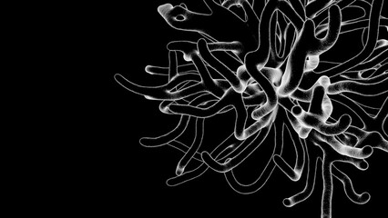 Virus with tentacles. Micrograph style COVID, Coronavirus concept.