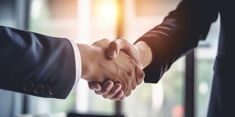 Sealing the Deal with a Firm Handshake: Celebrating Successful Business Partnerships Amidst the Bustling Corporate World