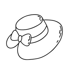 Female hat. Vector outline illustration