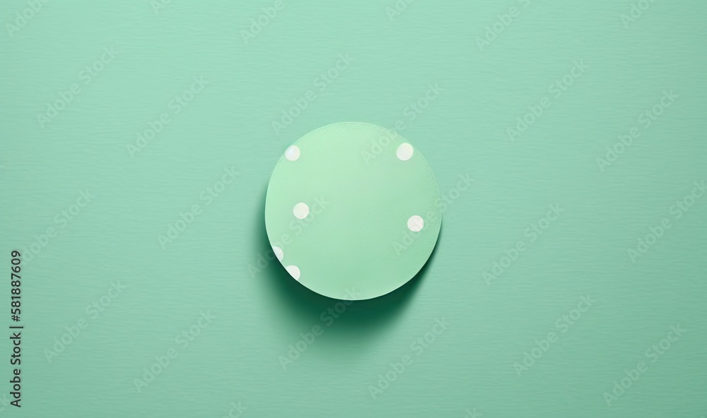 Poster a green egg with white dots on a green background with a shadow of the egg on the left side of the e