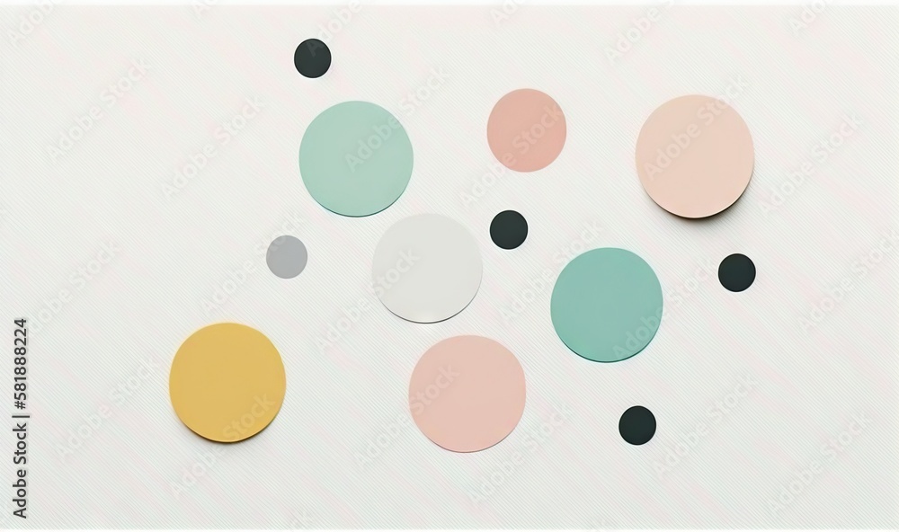 Poster a group of different colored circles on a white surface with a light green circle in the middle of t
