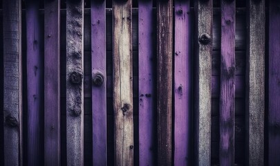  a wooden fence with purple paint on the top of it and the bottom of the fence painted in different shades of purple and brown,.  generative ai
