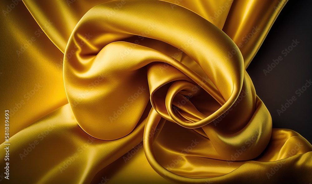 Poster a yellow fabric with a black background that looks like it has been folded in a diagonal diagonal pa