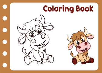 coloring the cute yak cartoon vector