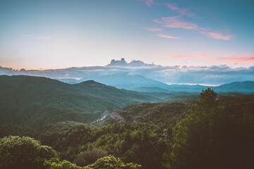 Sunset mountains landscape in Rhodes island aerial view nature in Greece travel beautiful destinations scenic blue hour