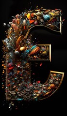 beautiful letter E with unique decoration