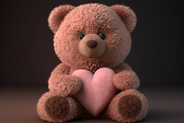 Obraz premium teddy bear with heart, generative ai