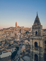 The ancient Italian city of Matera, Basilicata, Italy, Italia at sunset(sassi di Matera) 
