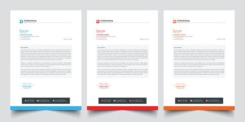 Professional corporate business letterhead design with color variation