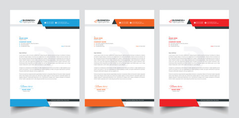 Professional corporate business letterhead design with color variation