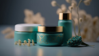 Beauty background with natural cosmetic products with empty space