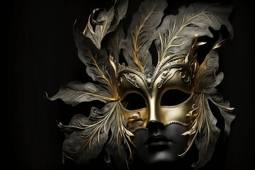 illustration, venetian masquerade carnival mask on a white background, ai generative