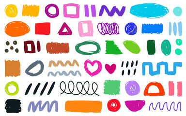 Rainbow scribble set - Drawing shapes collection