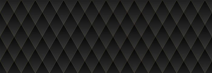 Seamless golden diamond pattern on a black background. illustration for posters, banners, textures, textiles, backgrounds and creative design.