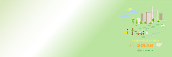 ESG Ecology illustration for Environmental friendly template, Sustainability eco  is a clean planet.Sustainability, ecology or renewable, energy to save.