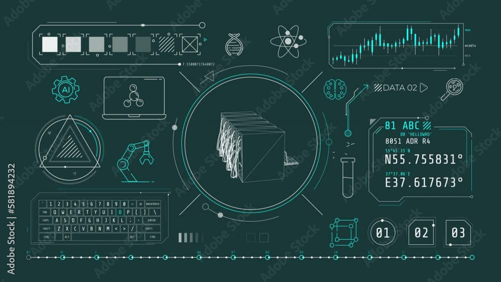 Poster dynamic animation on the theme of scientific data storage.