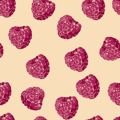 Rasberry. Vector. Cartoon style. Seamless Pattern, Background, Wallpaper. Perfect for prints