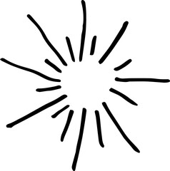 Starburst or sunburst hand drawn design element. Explosion effect. 