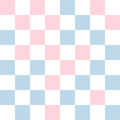 White, blue, and pink pastel checkerboard pattern background.
