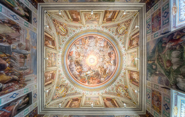 Marvelous frescoed vault in Farnese Palace in Caprarola, Province of Viterbo, Lazio, Italy....
