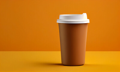 Coffee cup illustration on clean empty background. Mock up or product advertisement style.