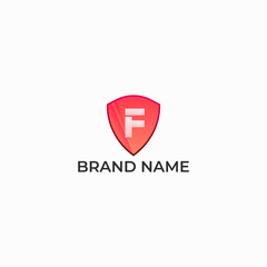 ILLUSTRATION SHIELD WITH LETTER F GRADIENT COLOR SIMPLE TECH LOGO ICON DESIGN VECTOR