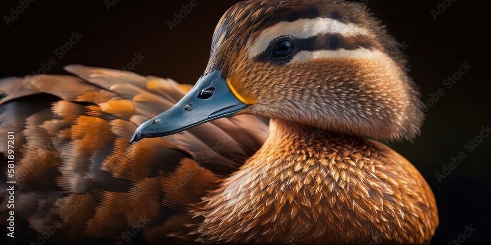 Aufkleber image of a brown duck up up and personal generative ai