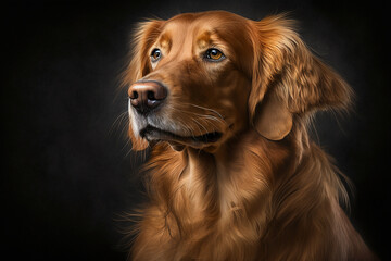 Golden Retriever Dog on a Dark Background - Stunning Image for Dog Lovers!