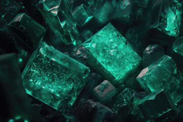 Emerald Green Gemstone Background - Gemstones Textures Backdrop Series - Green Emerald Wallpaper created with Generative AI technology