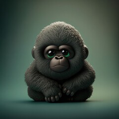 Cute 3d miniature animal illustration created using generative AI.