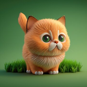 Cute 3d miniature animal illustration created using generative AI.