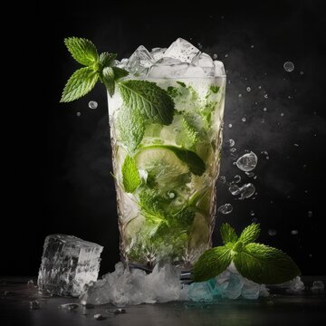 Commercial drink photography illustration created using generative AI.