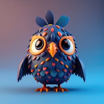 Cute 3d miniature animal illustration created using generative AI.