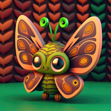 Cute 3d miniature animal illustration created using generative AI.
