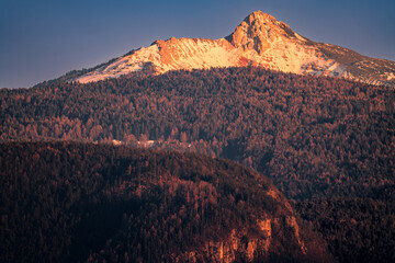 Naklejka premium View from Eppan on the Italian Alps at sunset