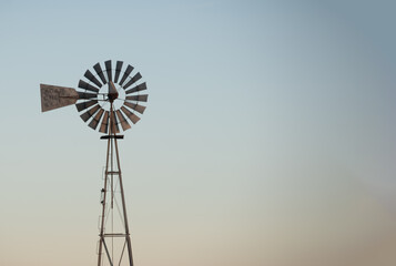 WINDMILL AT SUNSET HEALTHY ENERGY, COPY SPACE