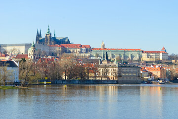 Obraz premium View of Prague Castle and St. Vitus Rotunda, Prague, Czech Republic.