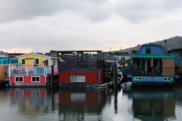 Fototapeta na wymiar House boats on Richardson Bay