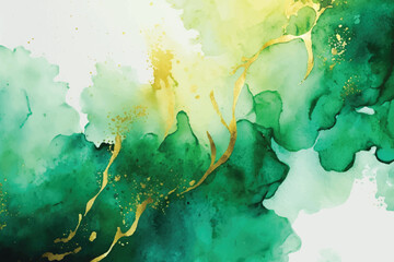 Abstract watercolor background with gold glitter