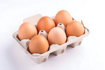 Carton of raw six eggs. organik. Generative Ai