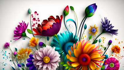Fototapeta na wymiar Beautiful and colorful spring flowers, background