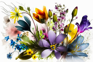 Obraz na płótnie Canvas Beautiful and colorful spring flowers, background
