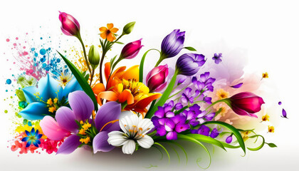 Beautiful and colorful spring flowers, background