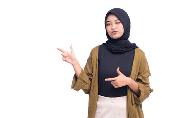 Young Hijab Woman Pointing Isolated