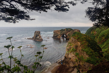 Picturesque Cape Velikan on the shore of the Sea of ​​Okhotsk in the Far East of Russia,...